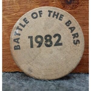Vintage Battle Of The Bars Wooden Nickel 1982 Drink Token New York Souvenir Memo